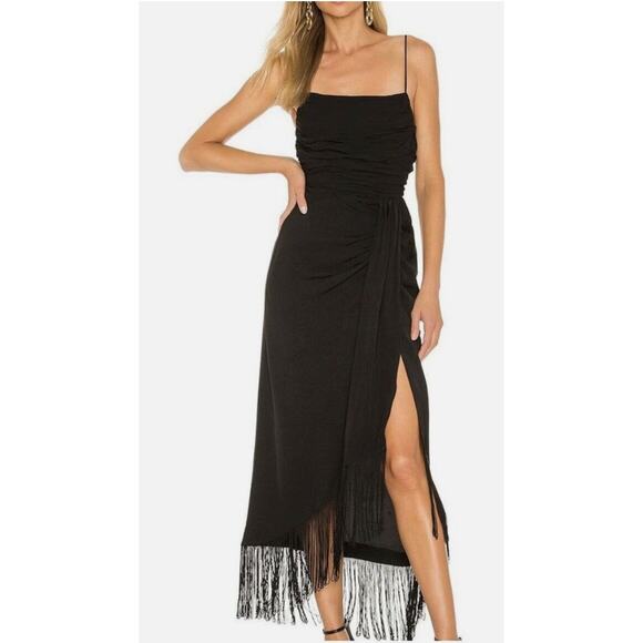 L'academie los angeles Dresses & Skirts - L'Academie Fringed Black Party Dress The Nanette Midi Length Size Small